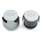 Breather, Clamp-On, Round, 1-3/8 in OD Tube, Filtered, Half Shielded, Chevy Bowt