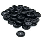 Body Bolt Washer, 0.25^ ID, 1.25^ OD, Plastic, Black, (50)