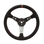 Steering Wheel, 15 in Diameter, 2.5^ Dish, Black Suede Grip